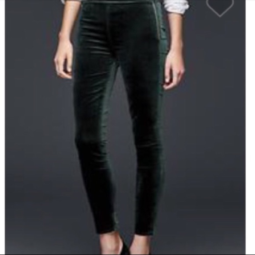 Gap Velvet side zip legging dark green size 26